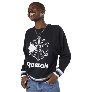 Reebok Classic Big Logo Crew Sweatshirt Damen - Schwarz - DE 615-IKE